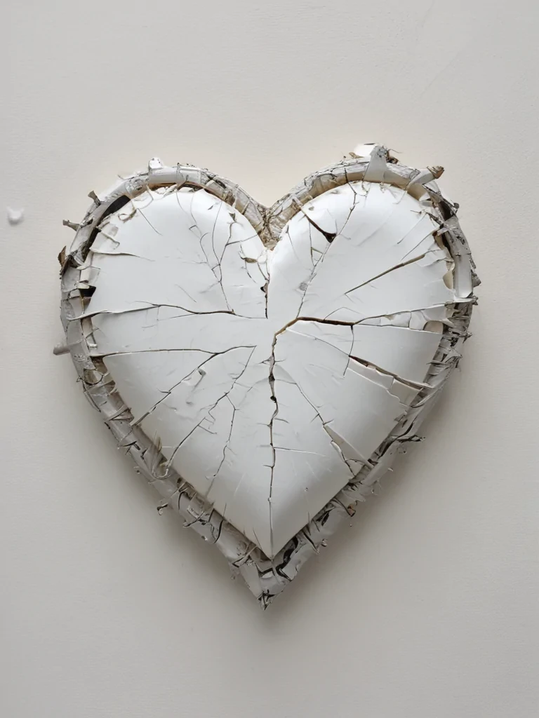 white broken heart