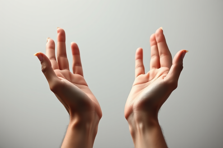 create a digital illustration of two open hands facing upwards, focused in the center, with a soft gradient background, using a Canon EOS 5D Mark IV camera with a 50mm lens, aperture set to f/2.8, ISO 200, and a shallow depth of field to enhance the hands' details and create a soft bokeh effect in the background