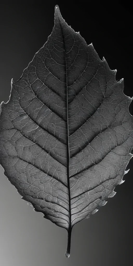 leaf in black and white