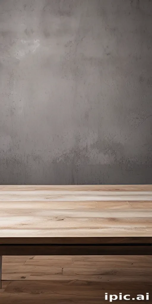 Minimalist Interior Design Featuring a Wooden Table Against a Textured Wall