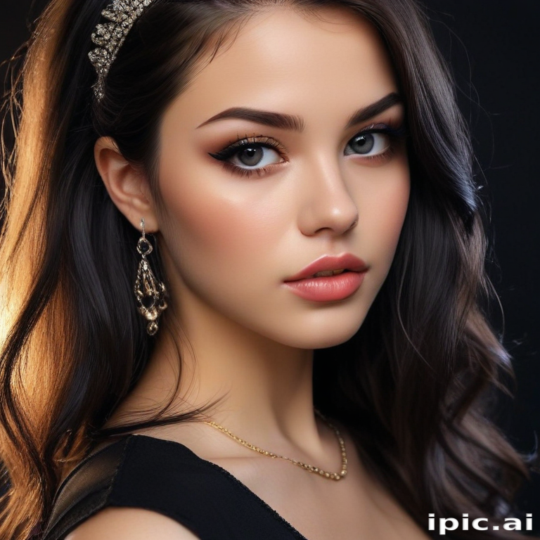 Stunning Portrait of a Young Woman with Radiant Beauty and Elegance