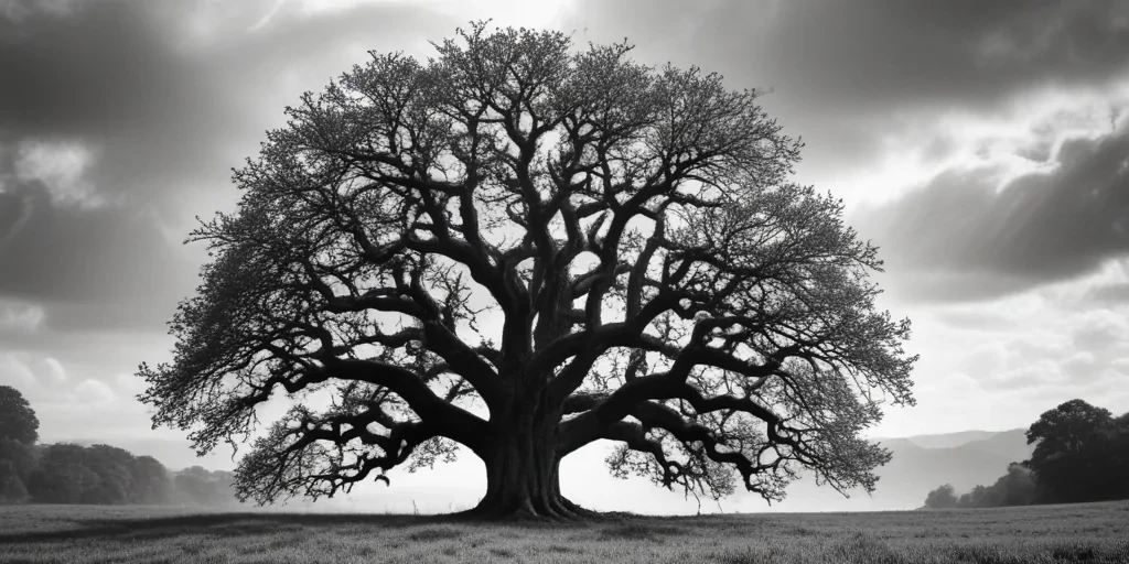 oak tree clipart black and white