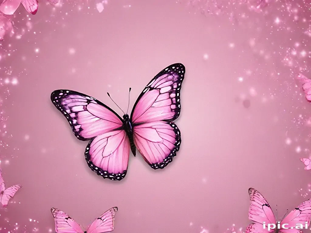 glitter pink butterfly wallpaper