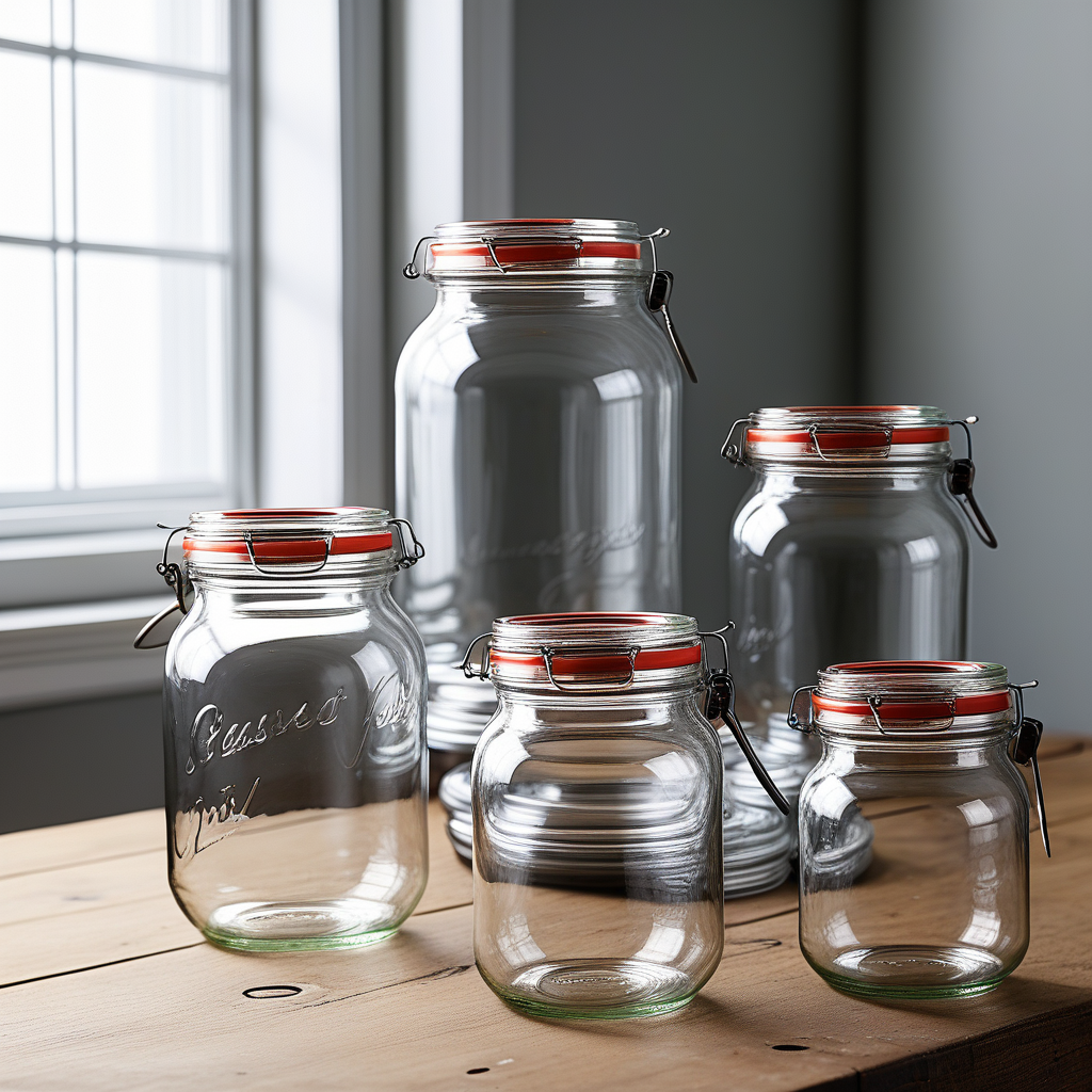 A Collection of Clear Glass Jars with Golden Lids and Wooden Sticks Inside