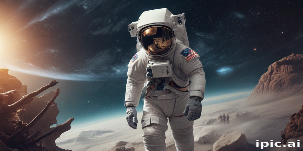 Astronaut Exploring an Alien Planet Under a Distant Starry Sky