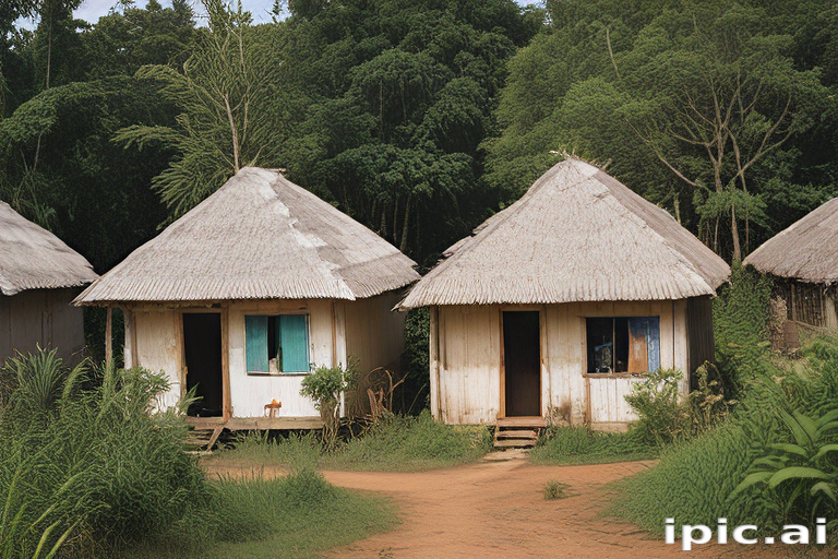 Charming Traditional Thatched Roof Huts Surrounded by Lush Greenery in ...