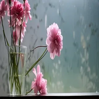 flowers behind glass wallpaper
