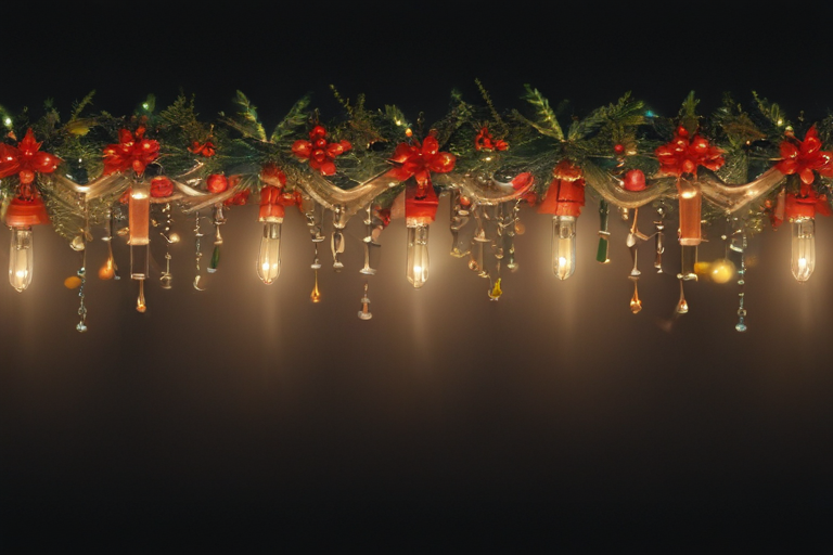 Festive Holiday Garland Adorned with Lights, Ornaments, and Vibrant ...
