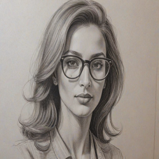 Delightful Iman Vellani, pencil sketch, portrait of Superb woman 1971s in glasses, hair style beatnik, outline, clear lines, fine lines, 8k