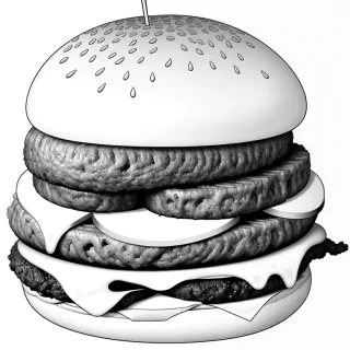 burger clipart black and white