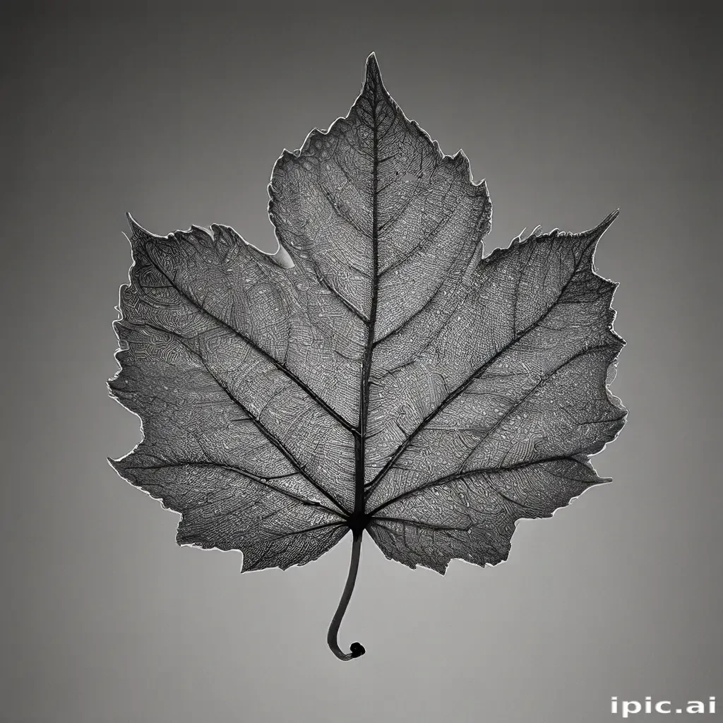 leaf in black and white