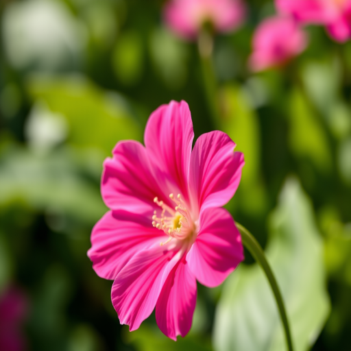 close-up of a vibrant pink flower with intricate petal details, shot with a Canon EOS R5, 50mm lens, aperture f/2.8, ISO 100, 1/200 sec, natural light, shallow depth of field, focused on flower with a blurred green background