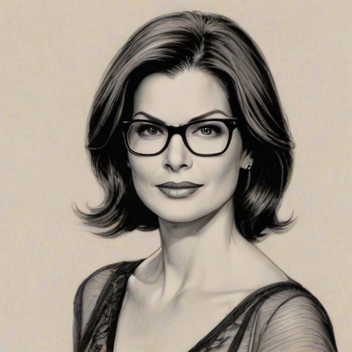 Splendid Sela Ward, pencil sketch, portrait of Gorgeous woman 1922s in glasses, hair style beatnik, outline, clear lines, fine lines, 8k