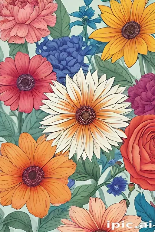 color drawing flowers