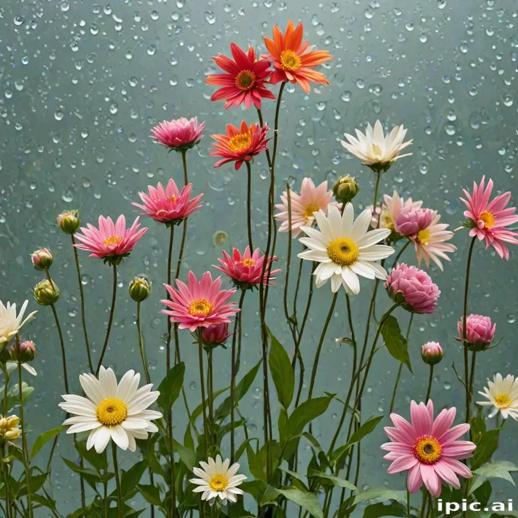 flowers behind glass wallpaper