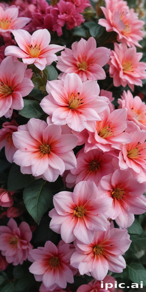 Vibrant Pink Flowers Blooming Together in a Lush Garden Setting