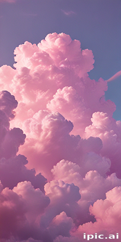 Dreamy Pink Clouds Bathed in Soft Light Against a Tranquil Sky