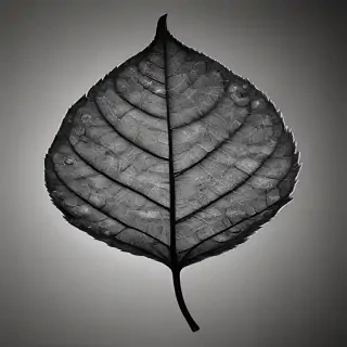 leaf in black and white