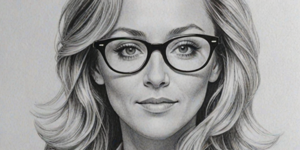 Ravishing Christine Taylor, pencil sketch, portrait of Dazzling woman 1979s in glasses, hair style beatnik, outline, clear lines, fine lines, 8k