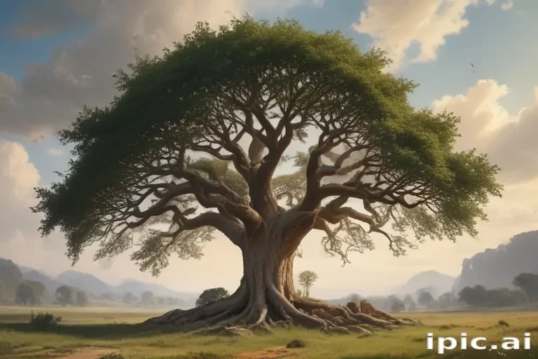 A Majestic Tree Standing Tall Against a Scenic Natural Landscape