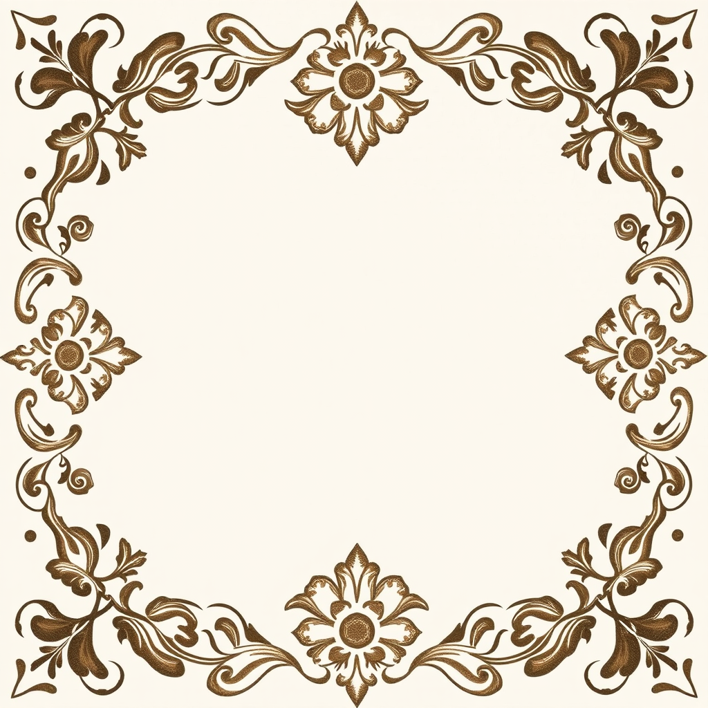 create an ornate vintage border design with intricate floral motifs, high-resolution, shot with a 50mm lens at f/2.8, natural light, DSLR camera, soft focus for added texture and depth