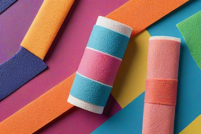 design a colorful adhesive bandage with a textured center and a playful, vibrant background