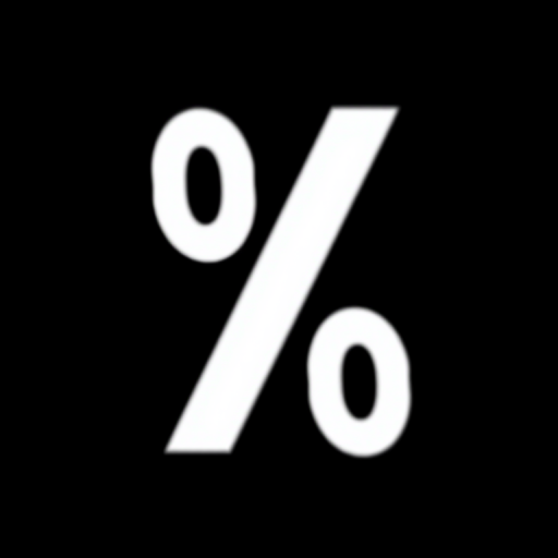 Create a high-resolution image of a black and white percentage symbol featured in a minimalistic design, shot with a DSLR camera at f/2.8, ISO 100, and a 50mm lens, using a shallow depth of field to blur the background and focus sharply on the symbol.