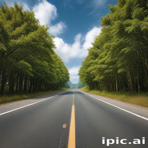 Endless Road Surrounded by Lush Green Trees Under a Bright Sky
