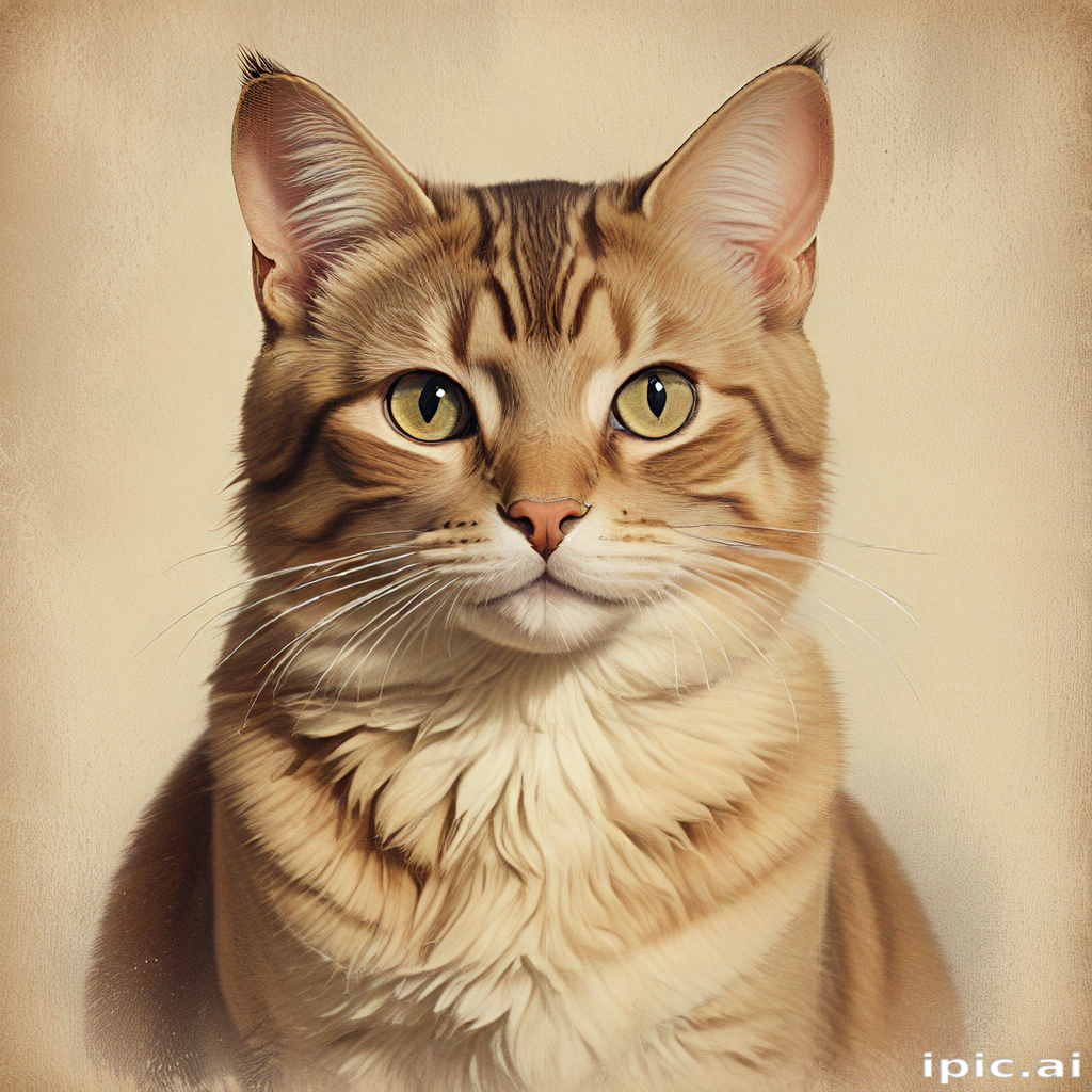 A Majestic Portrait of a Fluffy Ginger Cat with Striking Green Eyes