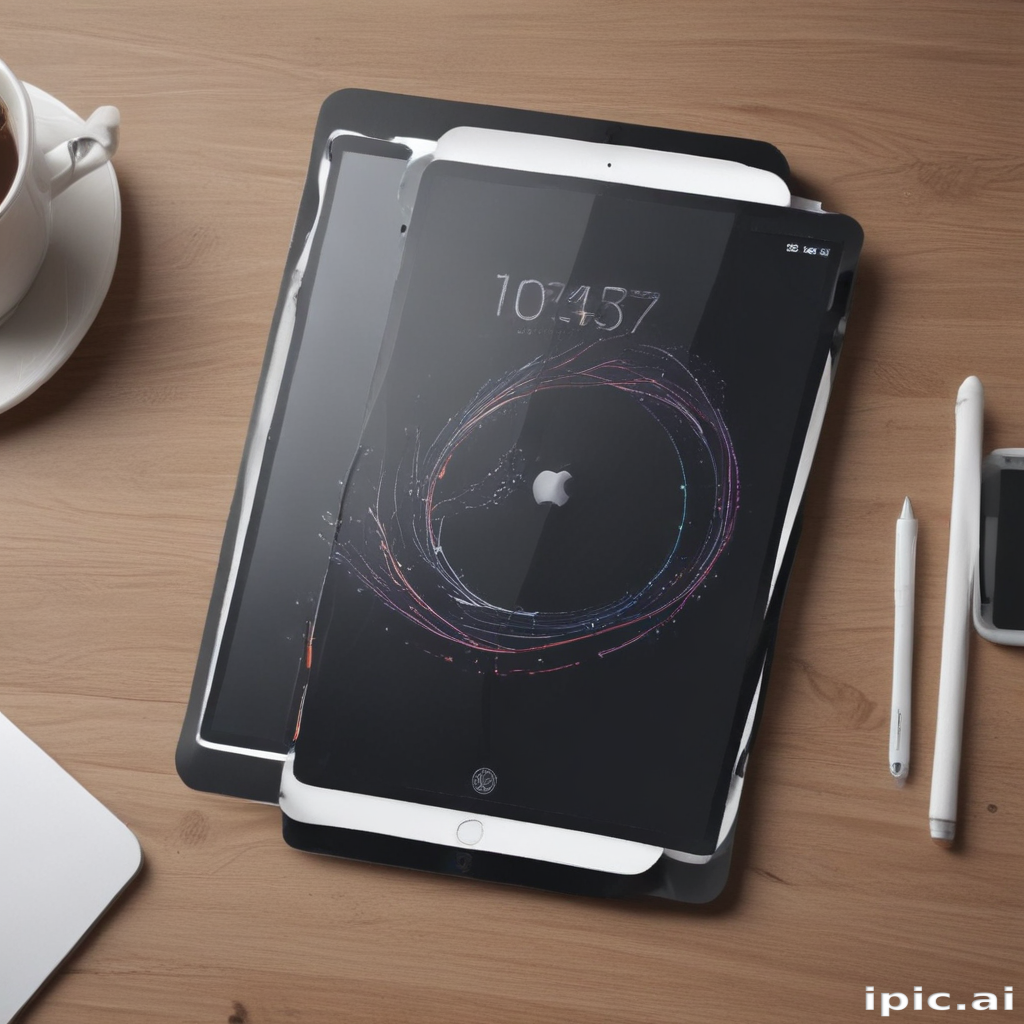 Tablet Workspace Layouts Stylish Workspace Featuring Tablets on a Wooden Desk with Coffee