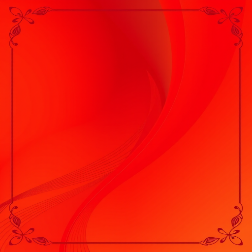 Generate an image of a vibrant abstract design with a gradient of red shades, featuring dynamic lines and a decorative border, captured with a DSLR camera at f/8 aperture, ISO 100, using a 50mm lens in a portrait orientation for enhanced detail and clarity.