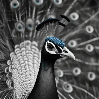 peacock black and white