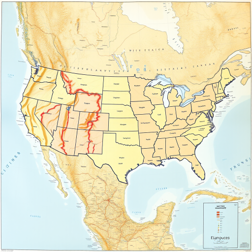 Create a high-resolution vector map of the United States with clear state boundaries, using a DSLR camera with a wide-angle lens, f/8 aperture, ISO 100, and a panoramic view for enhanced detail and clarity.