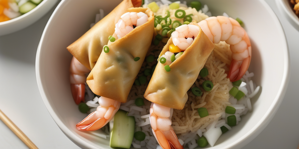 shrimp eggroll in a bowl