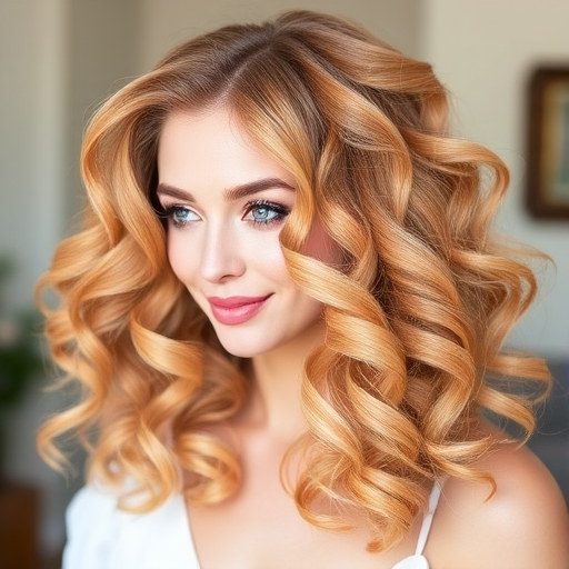 Voluminous strawberry blonde ringlets with subtle rose gold accents, the "Blush Bouquet" style exudes romantic charm and feminine grace