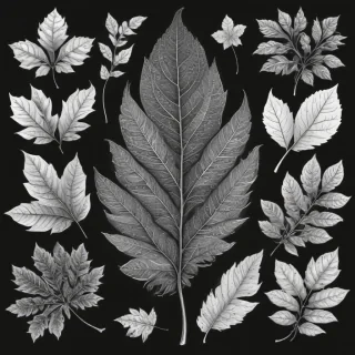 black and white leaf clip art