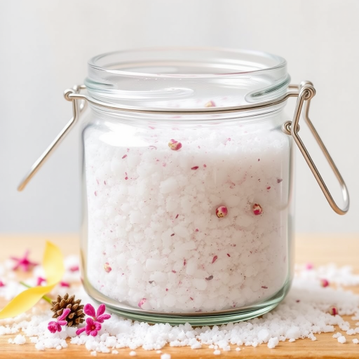Image of a jar filled with aromatic bath salts