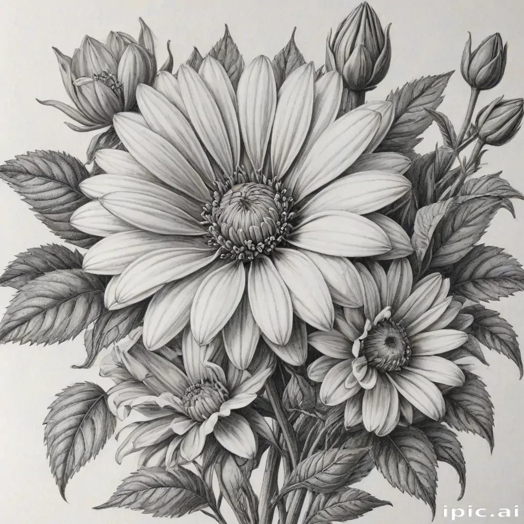 pencil drawing flowers
