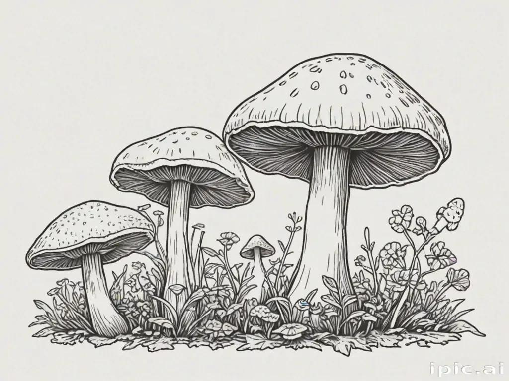 mushroom line art