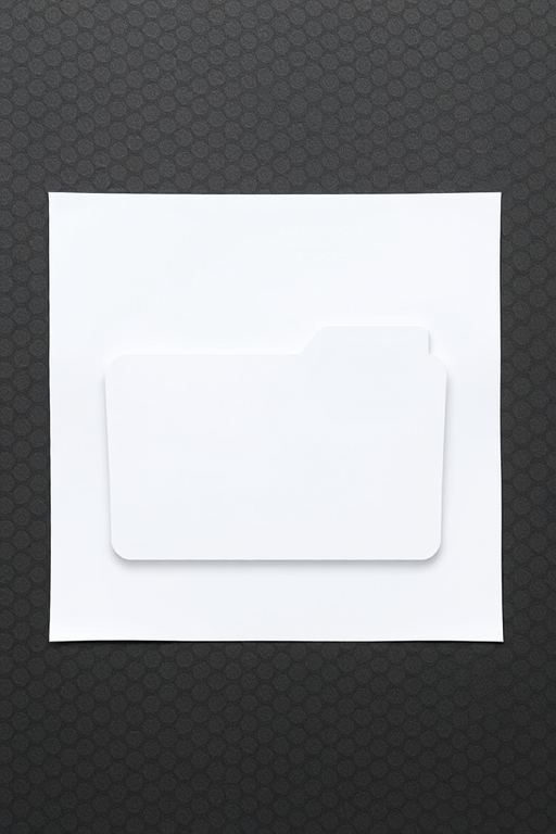 Create a high-resolution image of a simple folder icon with a transparent background, camera settings: f/8, ISO 100, 1/125 sec, camera view: top-down, camera style: flat lay, camera type: DSLR.