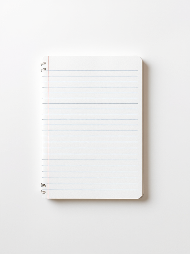 Create a high-resolution image of a blank lined notebook page with a soft gradient background, captured using a DSLR camera at f/2.8 aperture, ISO 200, and a shutter speed of 1/60 sec, using a top-down view in a natural light setting.