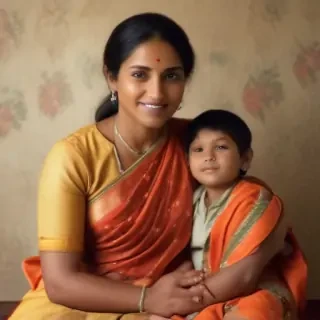 indian son with mom
