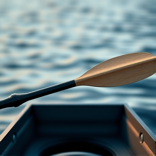 Create a high-resolution image of two rowing oars positioned diagonally across the frame with a blurred background, using a DSLR camera with a 50mm lens, aperture f/2.8, ISO 100, and a shallow depth of field for enhanced detail.