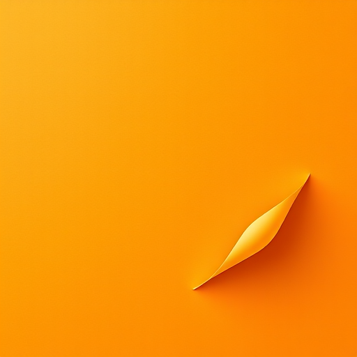 Create a high-resolution image of an orange background with a curled corner, shot with a DSLR camera at f/8 aperture, ISO 100, 50mm lens, in natural light, using a top-down view for even illumination.