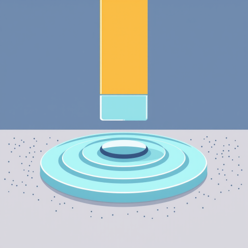 create a high-resolution digital illustration of a simple icon featuring a flat object pressing down on a textured surface with concentric wave lines emanating from the point of contact using a DSLR camera at f/8, 50mm lens, ISO 100 in soft natural lighting for enhanced clarity and detail