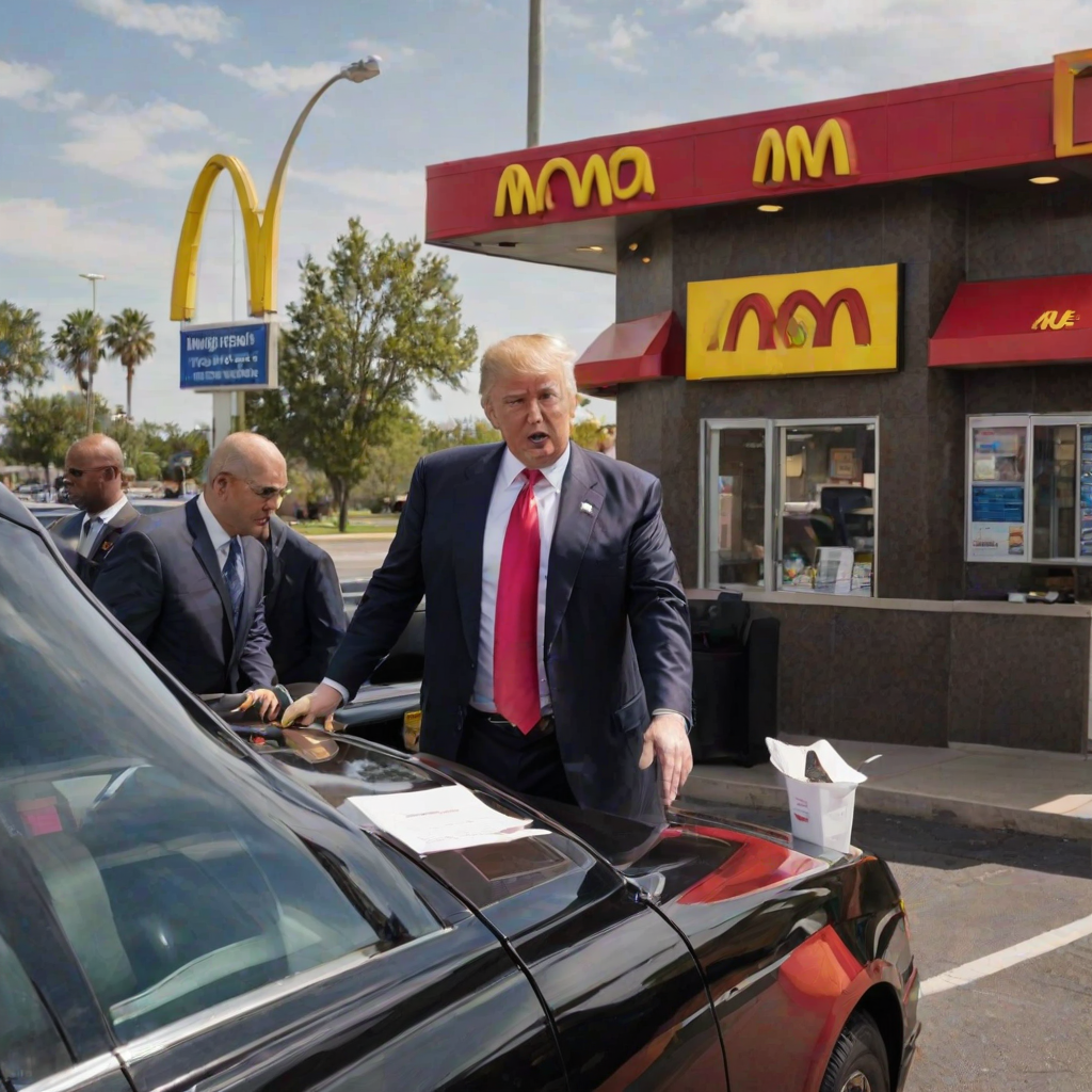 donald trump working at mcdonalds drive thru
