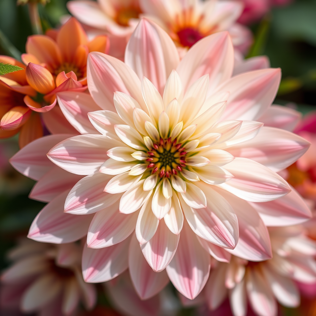 Regenerate the floral pattern with high detail, using a Canon EOS R5 camera, 50mm lens, f/2.8 aperture, ISO 100, natural light, top-down view, and vibrant color settings for enhanced image quality.