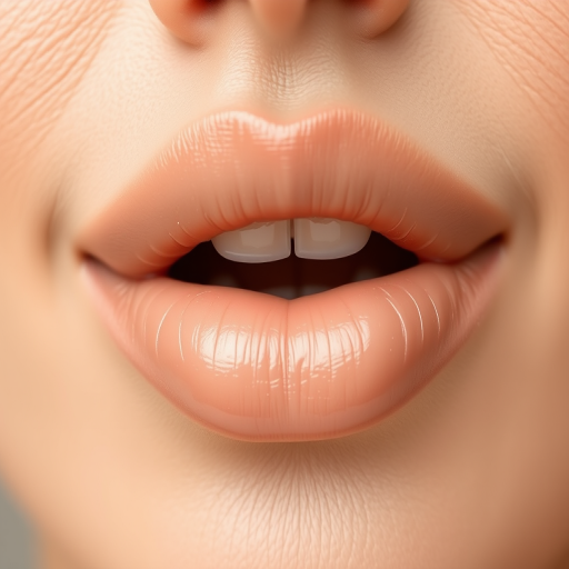 Elegant "Nude Cashmere" lips showcasing a natural, velvety beige tone, enhancing the lips' natural contours with subtle contouring