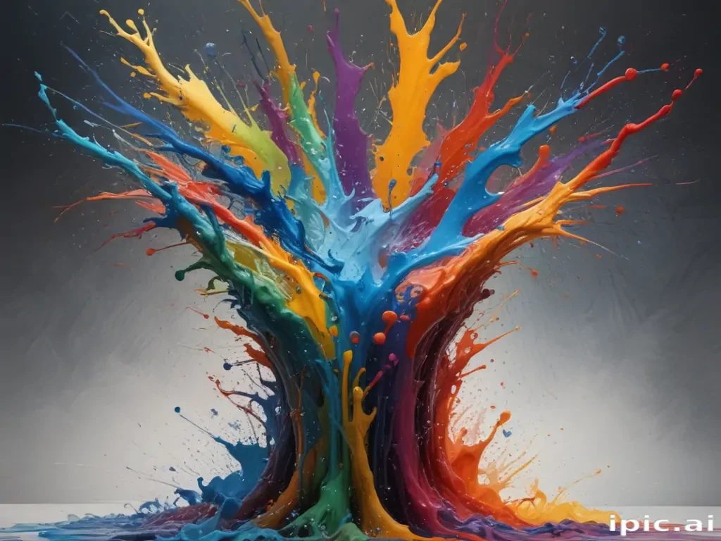 Vibrant Explosion of Colorful Paint Splashes Creating an Artistic ...