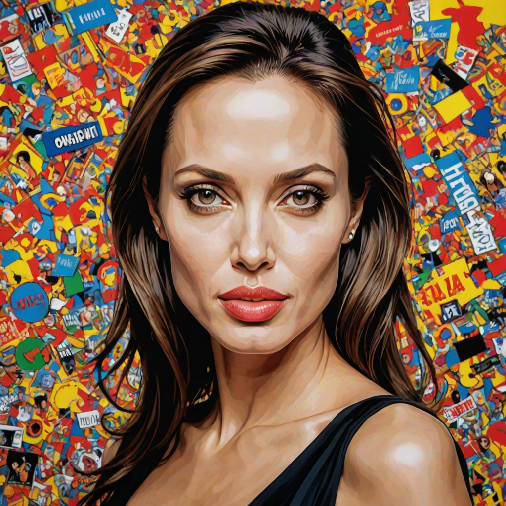 A pop art piece of angelina jolie